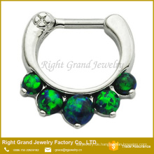 Grünlich blauen synthetischer Opal Edelstahl indische Nase Piercing-Schmuck